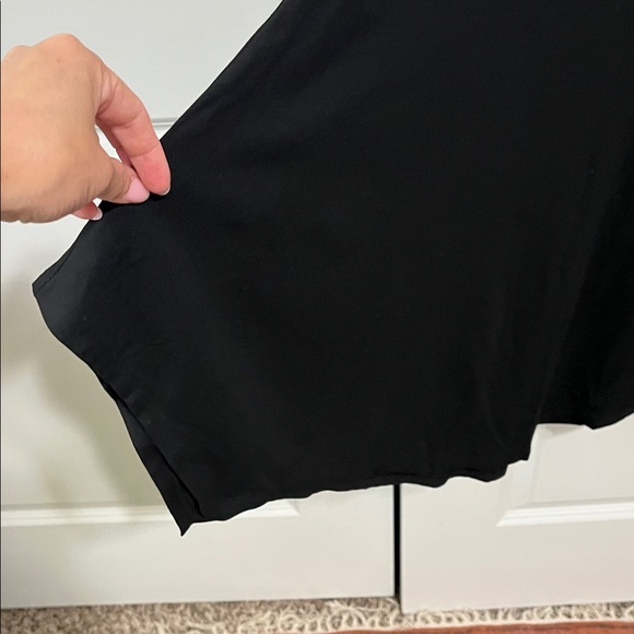 Eileen Fisher Black V-Neck Jersey Knit Shark Bite Hem Maxi Dress XL - Picture 2 of 5